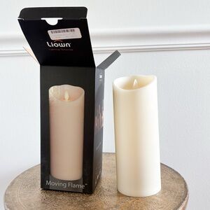 Liown Moving Flame 3.5” x 9” Pillar Candle Ivory